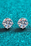 2 Carat Moissanite Rhodium-Plated Stud Earrings - Flyclothing LLC