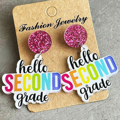 HELLO SECOND GRADE Acrylic Dangle Earrings - Trendsi