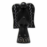 Soapstone Angel Sculpture - Black Finish with Etch Design - Flyclothing LLC