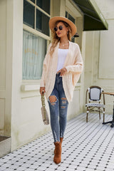 Mixed Knit Open Front Dolman Sleeve Cardigan - Flyclothing LLC