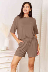 Basic Bae Full Size Soft Rayon Half Sleeve Top and Shorts Set - Flyclothing LLC