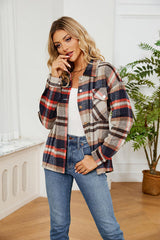 Collared Plaid Shacket - Flyclothing LLC