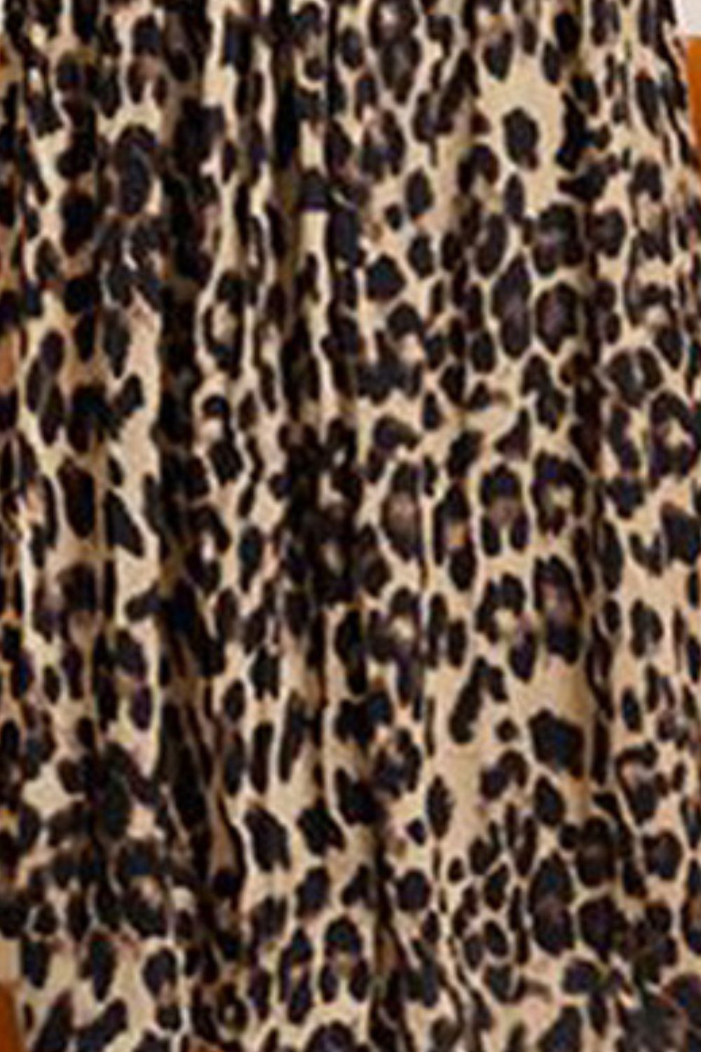 Plus Size Leopard Print Midi Skirt - Flyclothing LLC