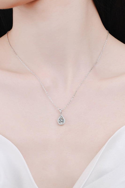 Moissanite Teardrop Pendant Necklace - Flyclothing LLC