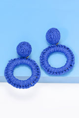 Round Shape Raffia Grass Dangle Earrings - Flyclothing LLC