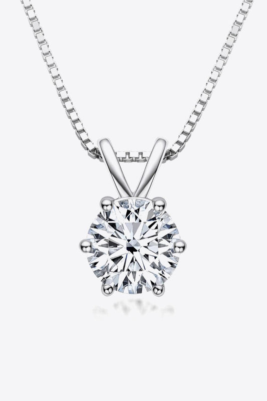 925 Sterling Silver 1 Carat Moissanite Pendant Necklace - Flyclothing LLC