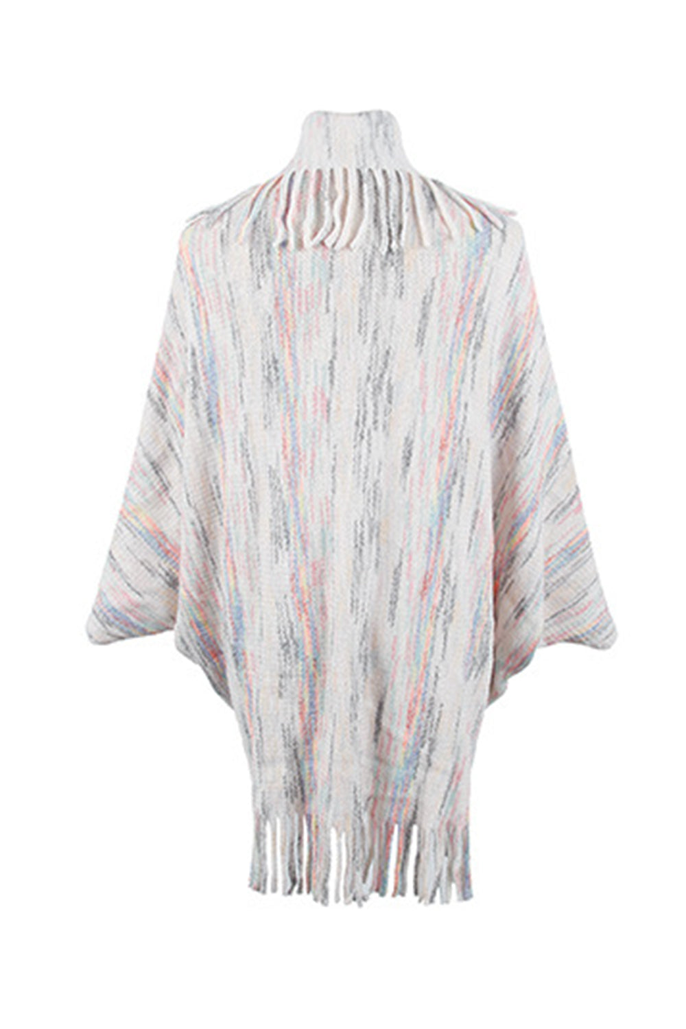 Striped Fringe Detail Long Sleeve Poncho – Flyclothing LLC