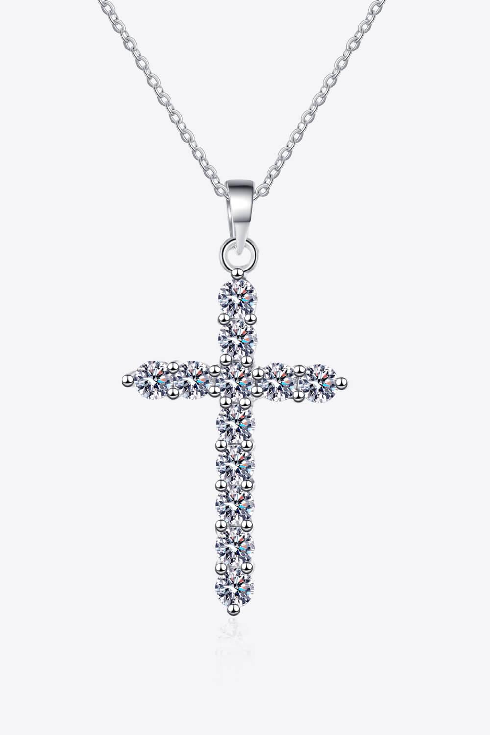 925 Sterling Silver Cross Moissanite Necklace - Flyclothing LLC