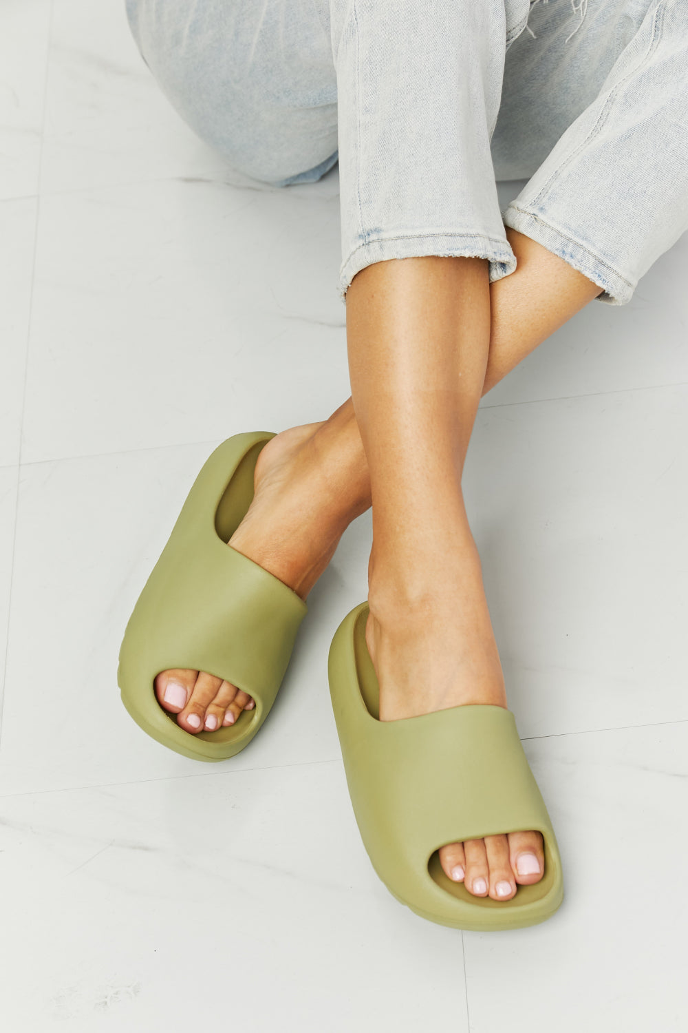 NOOK JOI In My Comfort Zone Slides in Green - Flyclothing LLC