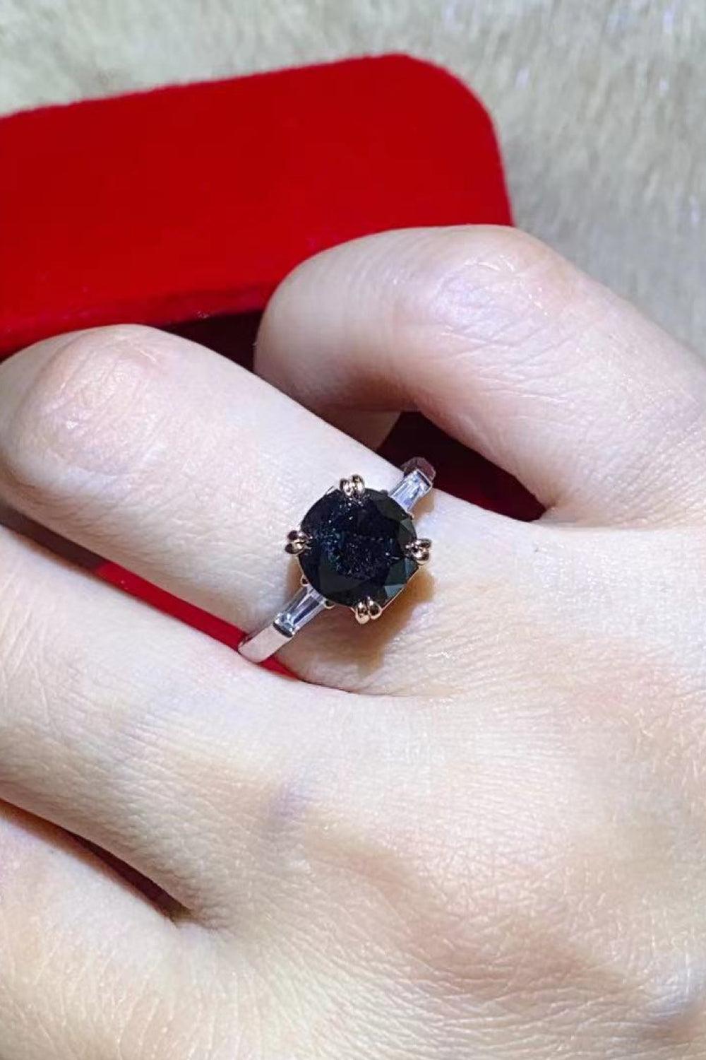 2 Carat Black Moissanite Platinum-Plated Ring - Flyclothing LLC