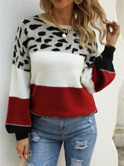 Color Block Round Neck Sweater - Trendsi