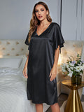 V-Neck Flutter Sleeve Night Dress - Flyclothing LLC