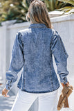 Button Up Collared Neck Denim Top - Flyclothing LLC