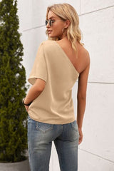 Single Shoulder Half Sleeve T-Shirt - Flyclothing LLC