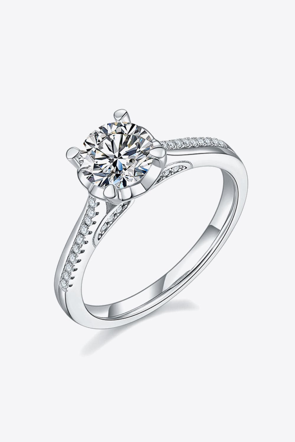 1 Carat Moissanite 925 Sterling Silver Side Stone Ring - Trendsi