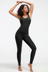 Crisscross Wide Strap Active Jumpsuit - Flyclothing LLC