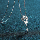 Key Shape Moissanite 925 Sterling Silver Necklace - Flyclothing LLC