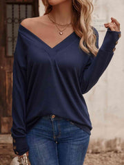 V-Neck Long Sleeve Top - Flyclothing LLC