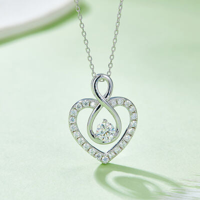 1 Carat Moissanite 925 Sterling Silver Heart Shape Necklace - Flyclothing LLC