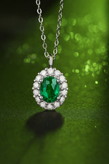 1.5 Carat Lab-Grown Emerald 925 Sterling Silver Necklace - Flyclothing LLC