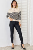 Striped Button Up Long Sleeve Cardigan - Flyclothing LLC