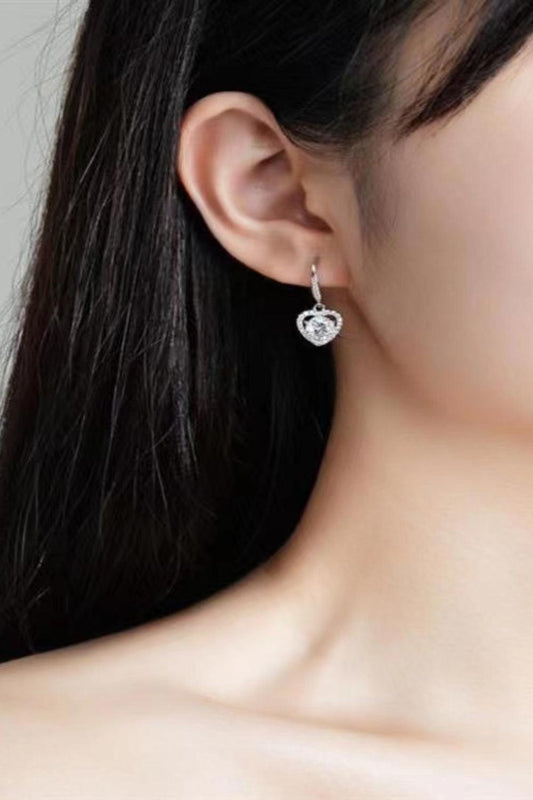 2 Carat Moissanite Platinum-Plated Heart Drop Earrings - Flyclothing LLC