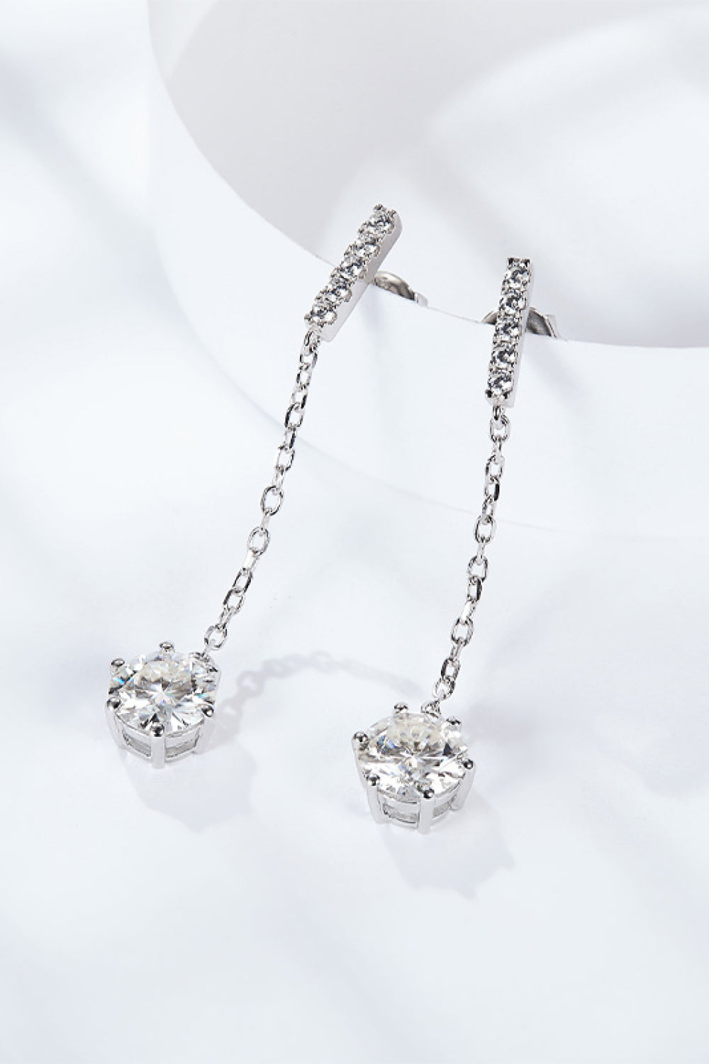 6-Prong Round Moissanite Drop Earrings - Flyclothing LLC