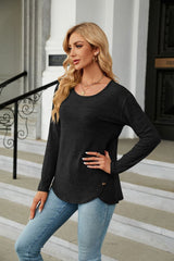 Round Neck Long Sleeve T-Shirt - Flyclothing LLC