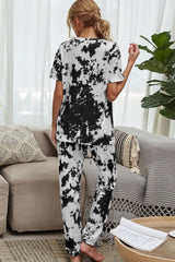 Tie-Dye Tee and Drawstring Waist Joggers Lounge Set - Flyclothing LLC