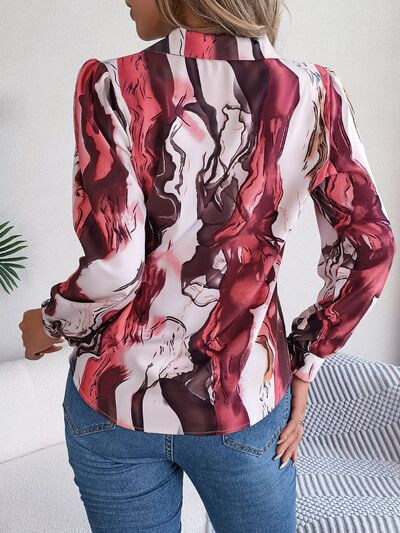 Printed Button Up Long Sleeve Shirt - Flyclothing LLC