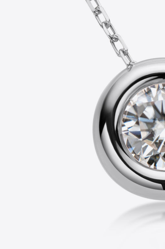 1 Carat Moissanite Pendant 925 Sterling Silver Necklace - Flyclothing LLC