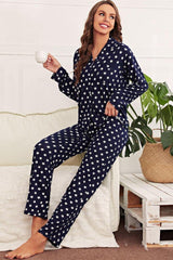 Star Print Button-Up Shirt and Pants Lounge Set - Flyclothing LLC