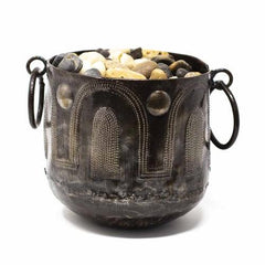 Hammered Metal Container with Round Handles - Croix des Bouquets - Flyclothing LLC