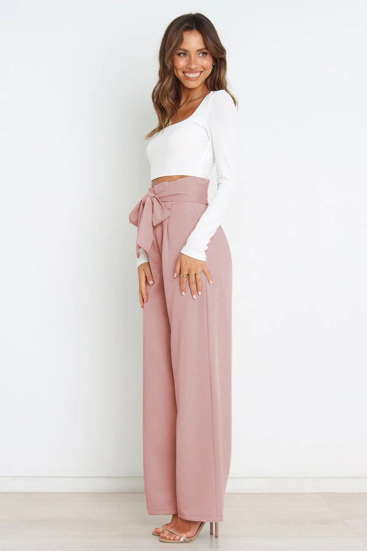 Tie Front Paperbag Wide Leg Pants – Flyclothing LLC