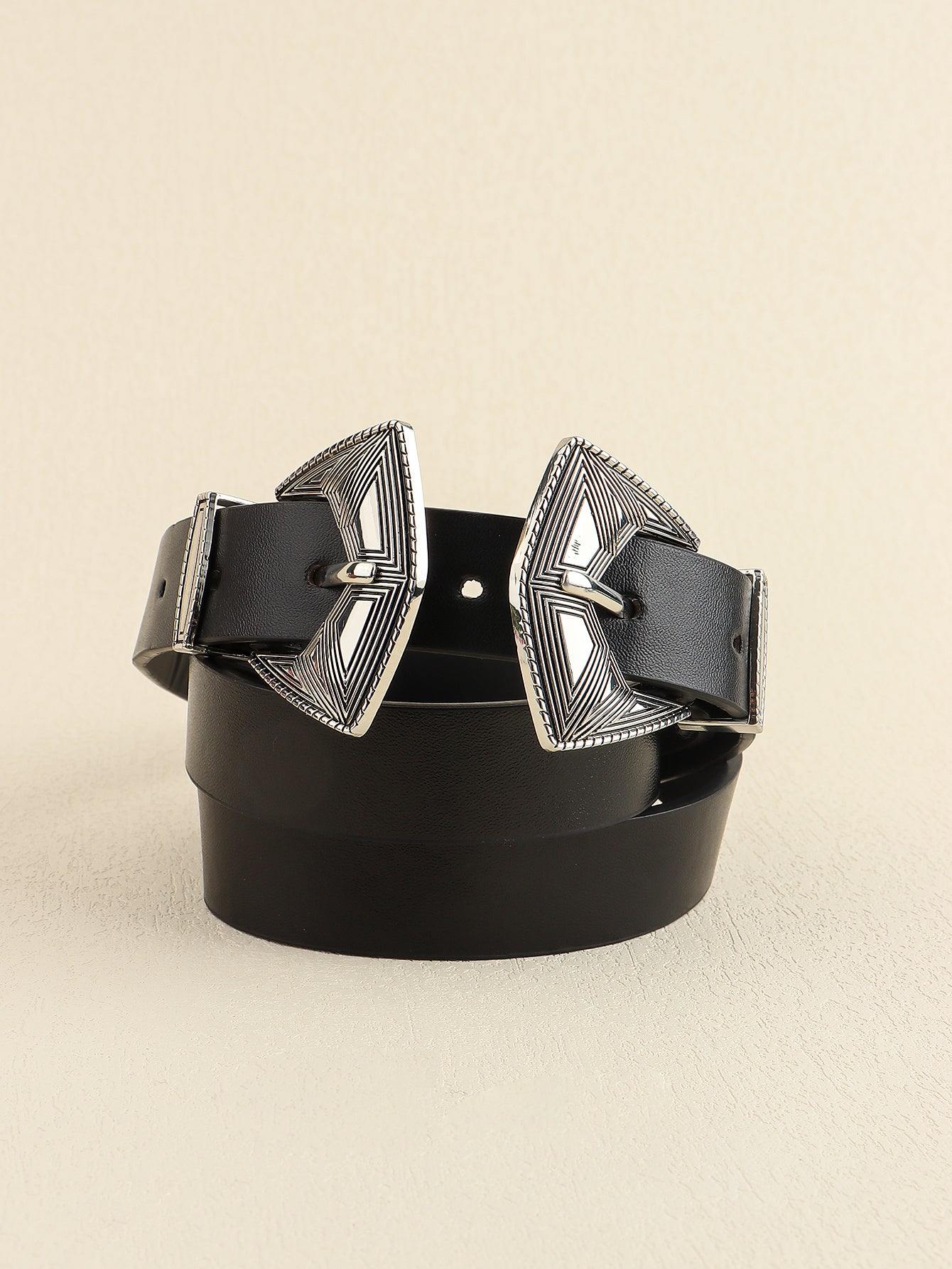 Double Buckle PU Leather Belt - Flyclothing LLC