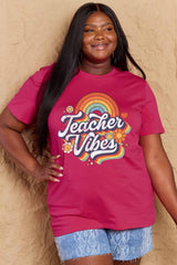 Simply Love Full Size TEACHER VIBES Graphic Cotton T-Shirt - Flyclothing LLC