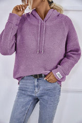 Drawstring Long Sleeve Hooded Sweater - Flyclothing LLC