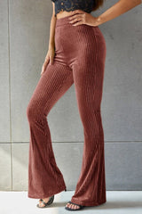 Ribbed High Waist Flare Pants - Flyclothing LLC