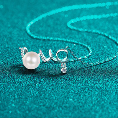 Natural Pearl Moissanite 925 Sterling Silver Necklace - Flyclothing LLC