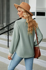 V-Neck Long Sleeve Blouse - Flyclothing LLC