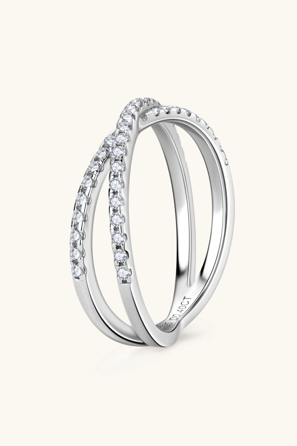 Moissanite 925 Sterling Silver Crisscross Ring - Flyclothing LLC