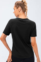 Round Neck Raglan Sleeve Active Tee - Flyclothing LLC