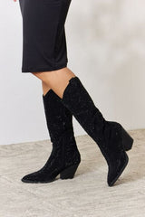 Forever Link Rhinestone Knee High Cowboy Boots - Flyclothing LLC