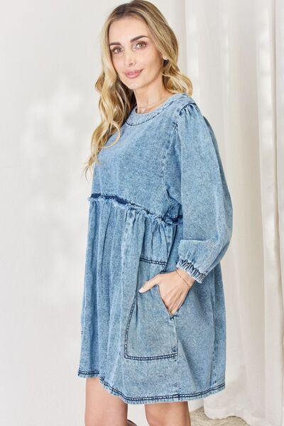 HEYSON Full Size Oversized Denim Babydoll Dress - Flyclothing LLC