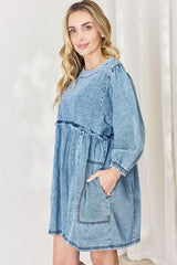 HEYSON Full Size Oversized Denim Babydoll Dress - Flyclothing LLC