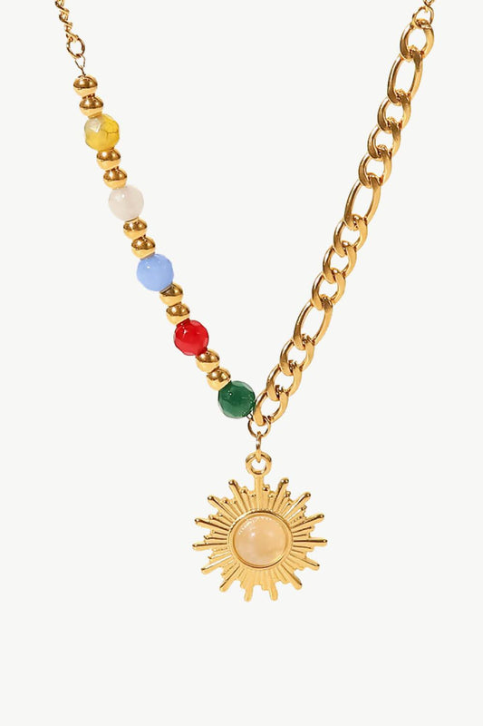 Opal Sun Shape Pendant Necklace - Flyclothing LLC