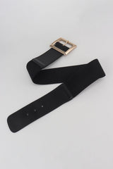 Rectangle Buckle Elastic Wide Belt - Flyclothing LLC