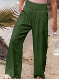 Full Size Smocked Waist Wide Leg Pants - Trendsi