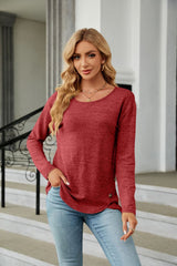 Round Neck Long Sleeve T-Shirt - Flyclothing LLC