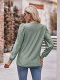 Eyelet Square Neck Puff Sleeve Blouse - Flyclothing LLC